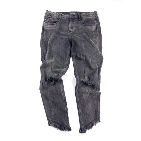 Vigoss Jagger Skinny Classic Fit Chewed Hem Cropped Distressed Jeans - Picture 1 of 5